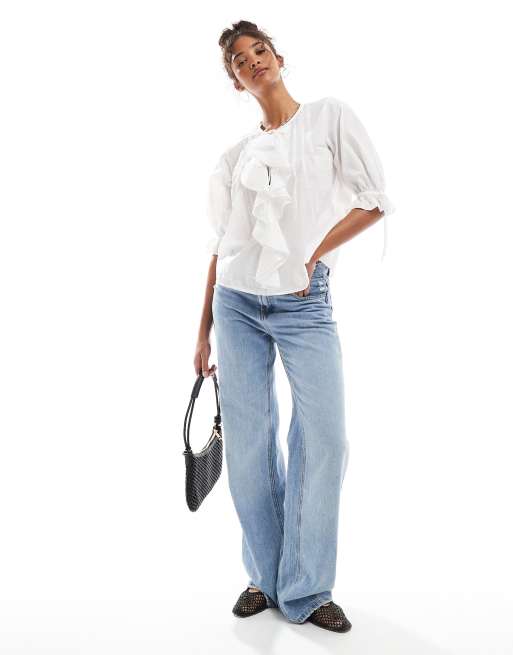 ASOS DESIGN – Oberteil mit Zierfalten, Rüschen und Bindeband vorne, 2 von 4