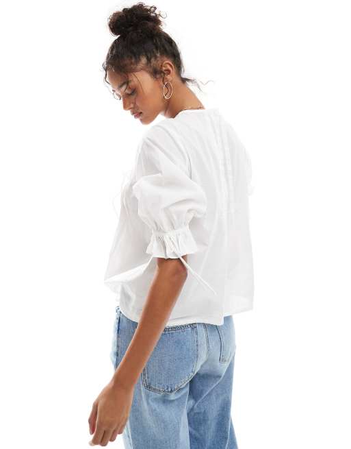 ASOS DESIGN – Oberteil mit Zierfalten, Rüschen und Bindeband vorne, 3 von 4