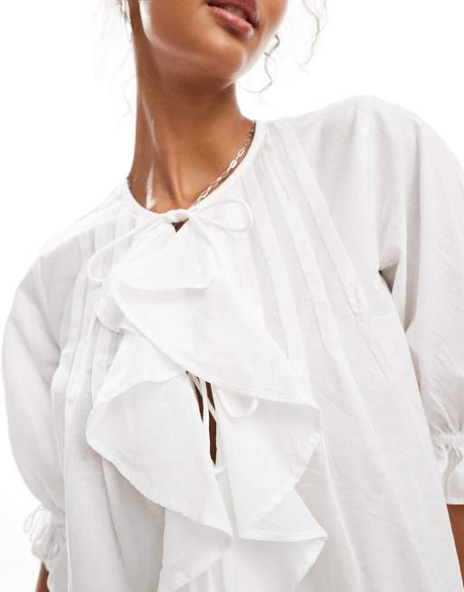 ASOS DESIGN – Oberteil mit Zierfalten, Rüschen und Bindeband vorne, 4 von 4