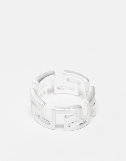 ASOS DESIGN – Obrączka w odcieniu srebra z falistym greckim wzorem