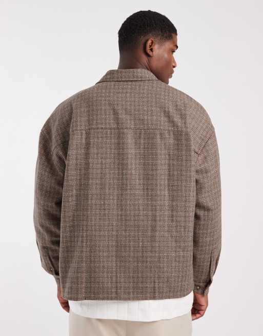 ASOS DESIGN – Obszerna brązowa koszula oversize z imitacji wełny, 3 z 5