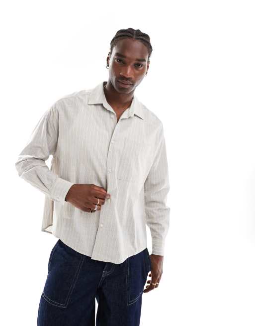 ASOS DESIGN – Obszerna koszula Oxford o fasonie oversize w paski w kolorze khaki