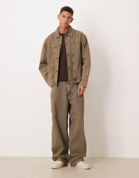 ASOS DESIGN – Obszerne brązowe jeansy z efektem sprania, część zestawu - view 1