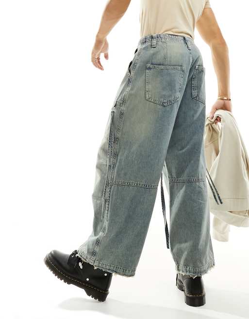 ASOS DESIGN – Obszerne jasnoniebieskie jeansy z taśmami i cieniowaniem, 4 z 5