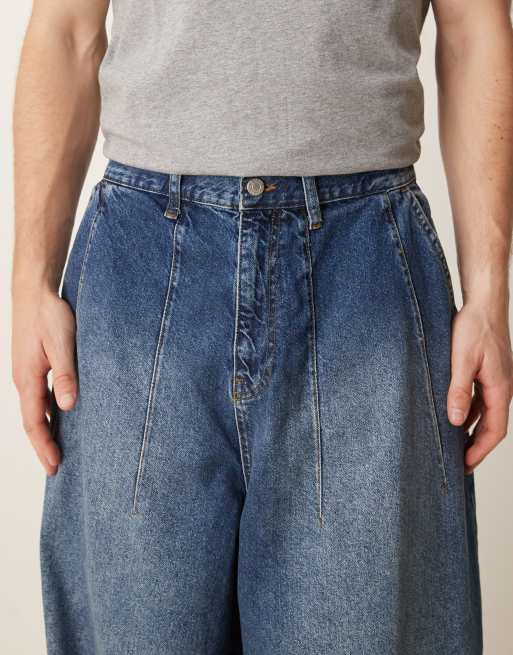ASOS DESIGN – Obszerne niebieskie jeansy z balonowymi nogawkami i cieniowaniem, 5 z 5