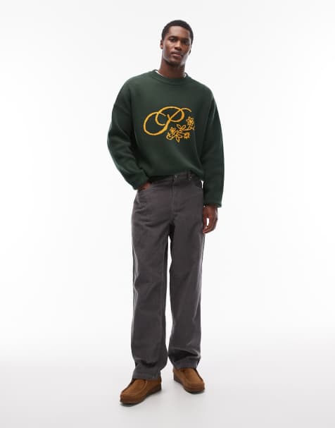 ASOS DESIGN baggy trousers in grey corduroy