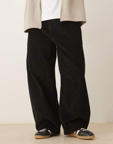 ASOS DESIGN oversized baggy trousers in black corduroy