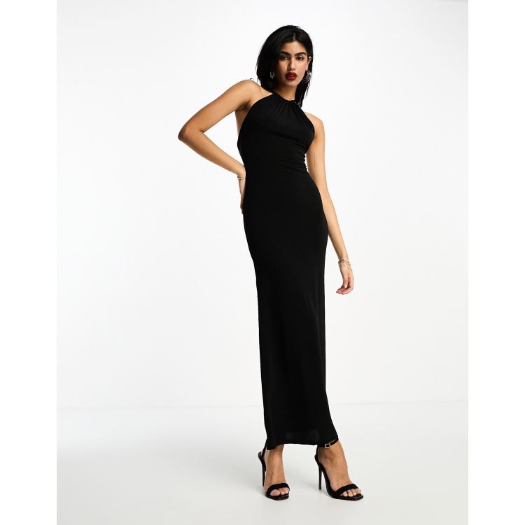 Black Strappy Back Cocktail Maxi Dress