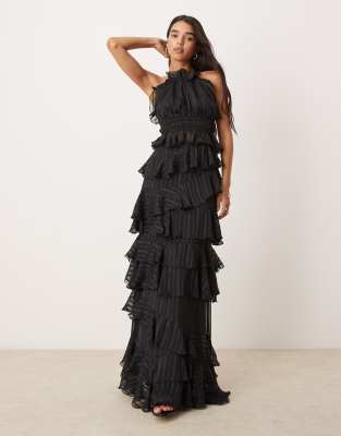 occasion ruffle maxi skirt in black - part of a set-Yellow