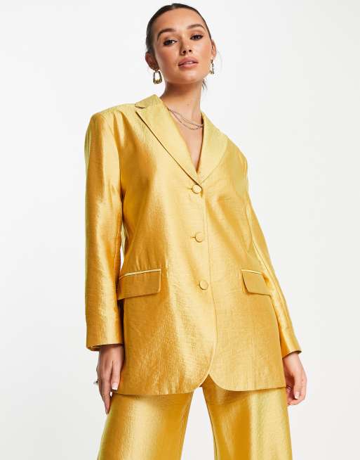 Gold blazer for on sale ladies