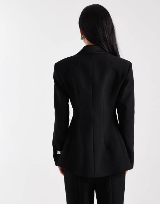 ASOS DESIGN – Occasion – Taillierter Blazer in Schwarz mit Smoking-Design, Kombiteil, 4 von 4