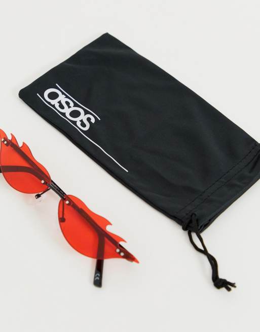 ASOS DESIGN Occhiali alla moda con lenti rosse e design a fiamme ASOS