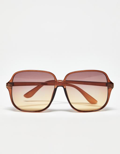 ASOS DESIGN - Occhiali da sole anni '70 marrone trasparente con