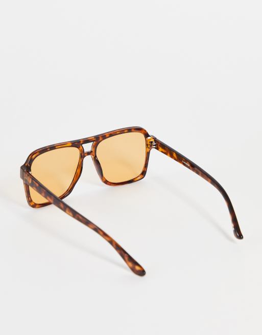 ASOS DESIGN - Occhiali da sole aviatore tartarugati con lenti ambra stile anni '70, 2 di 4