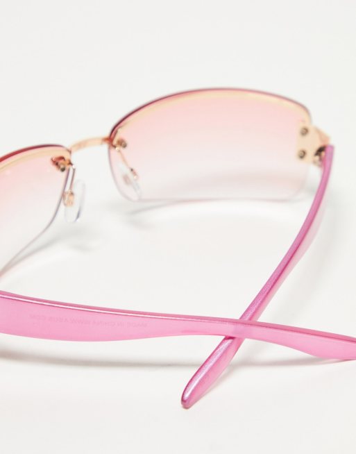 ASOS DESIGN - Occhiali da sole avvolgenti anni '90 rosa senza bordo , 2 di 4