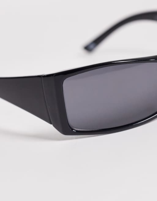 ASOS DESIGN - Occhiali da sole avvolgenti neri con lenti fumé, 2 di 3