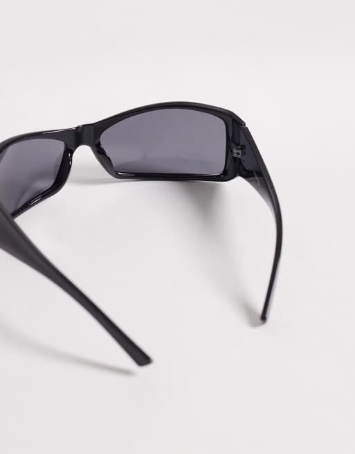 ASOS DESIGN - Occhiali da sole avvolgenti neri con lenti fumé, 3 di 3