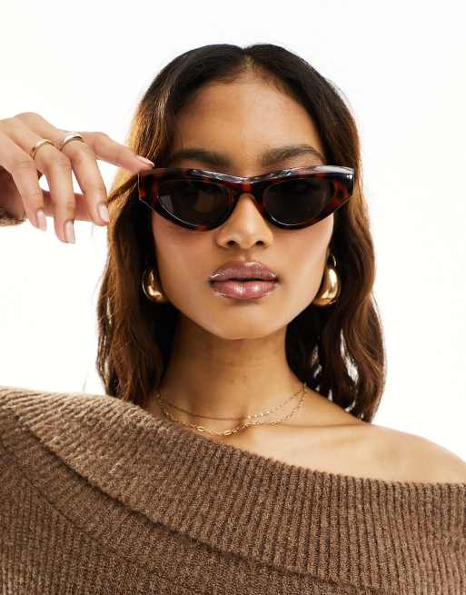 ASOS DESIGN Occhiali da sole cat eye tartarugati con montatura angolare ASOS