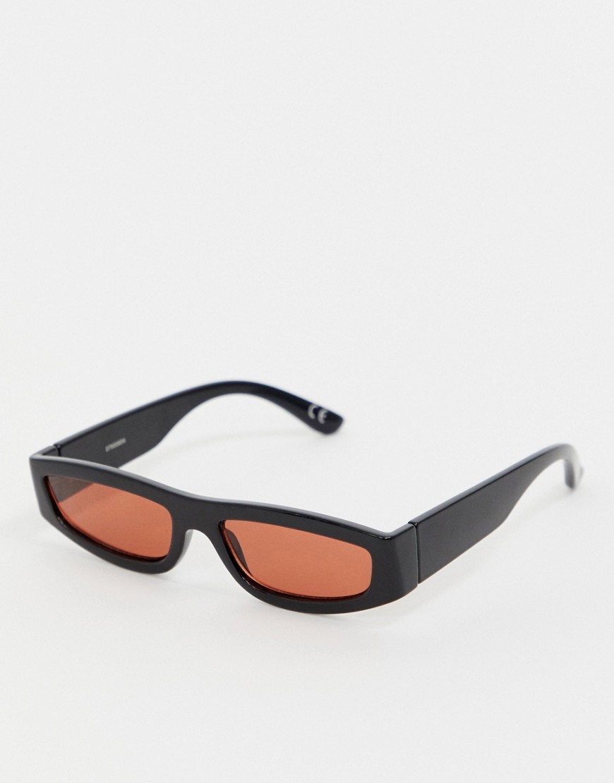 ASOS DESIGN - Occhiali da sole con lenti oblique e parte superiore piatta-Nero