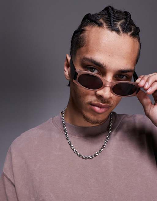 ASOS DESIGN - Occhiali da sole con montatura grigia e nera trasparente opaca e lenti fumé