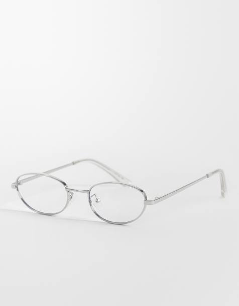 ASOS DESIGN occhiali da sole con montatura in metallo argento e lenti azzurre trasparenti - view 1