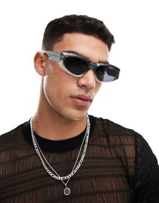 ASOS DESIGN - Occhiali da sole grigi con montatura sfumata
