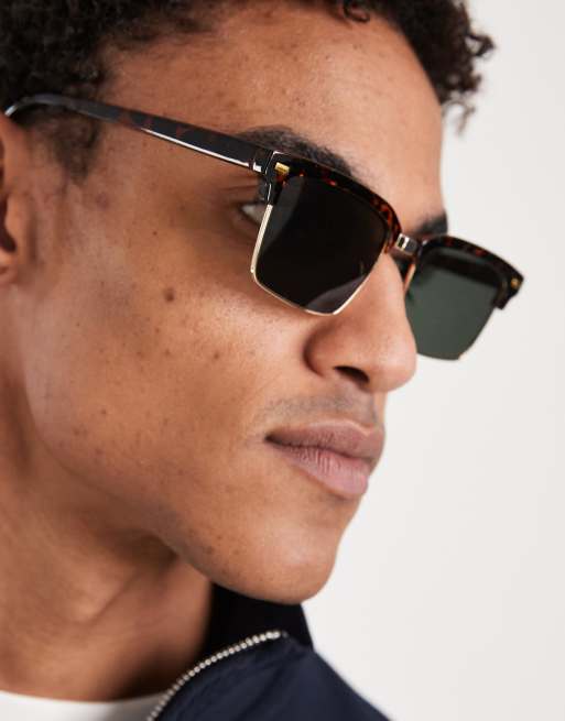 ASOS DESIGN - Occhiali da sole in metallo tartarugati con lenti verdi, 2 di 3