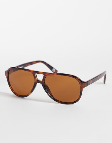ASOS DESIGN - Occhiali da sole modello aviatore marrone tartarugato con lenti marroni - view 1
