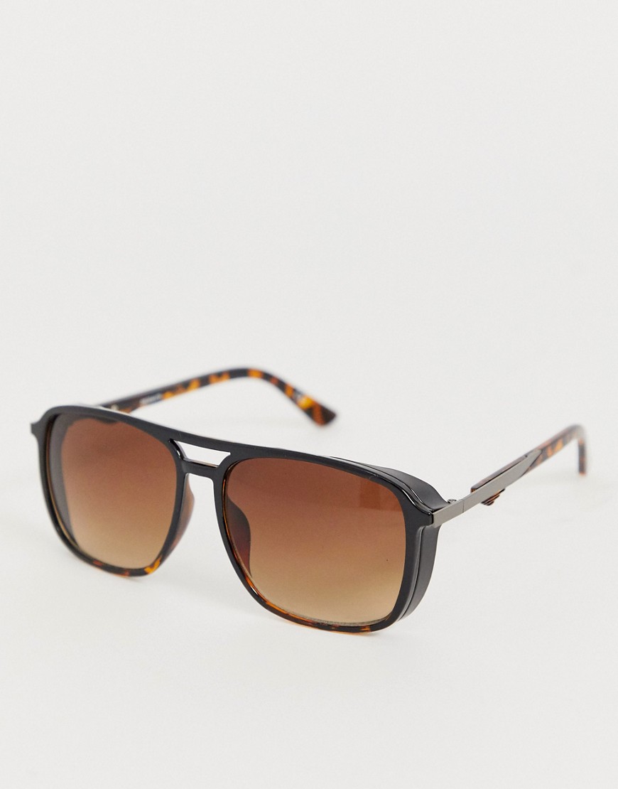 ASOS DESIGN - occhiali da sole modello navigatore marrone tartaruga