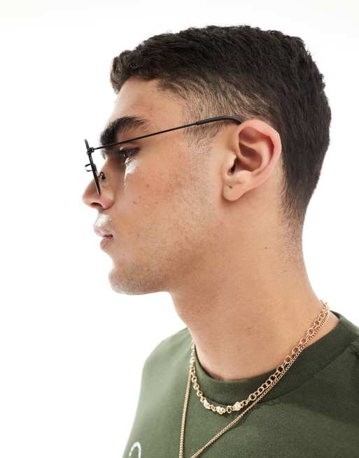 Occhiali Da Sole Da Uomo Ovali E Lenti In Nero - Foto 2