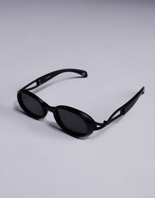 ASOS DESIGN - Occhiali da sole ovali neri con lenti sfumate , 2 di 3