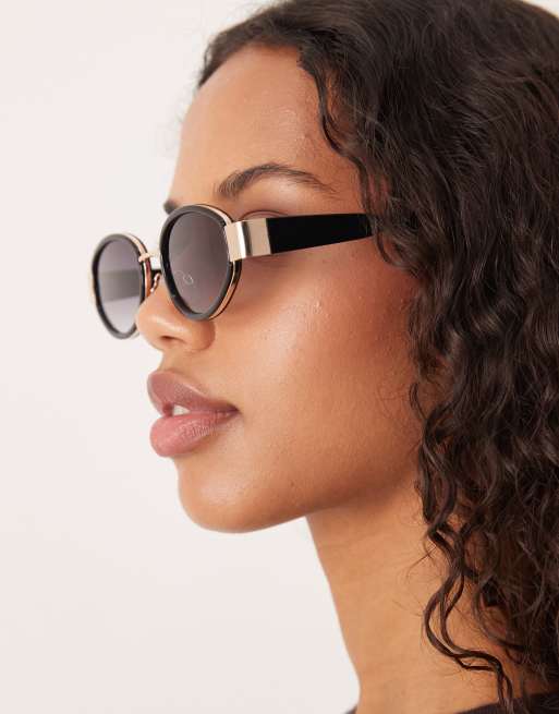 ASOS DESIGN - Occhiali da sole ovali neri con montatura in metallo, 3 di 3