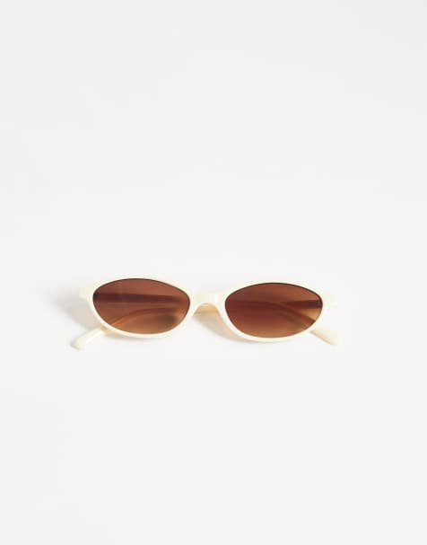 ASOS DESIGN - Occhiali da sole ovali slim bianco latte - view 1