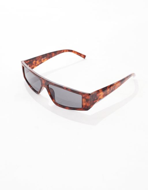ASOS DESIGN - Occhiali da sole piatti tartarugato scuro con lenti fumé, 2 di 4