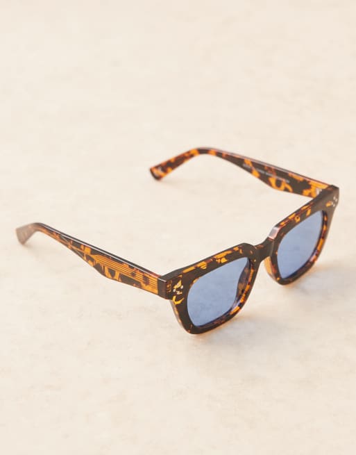ASOS DESIGN - Occhiali da sole premium squadrati spessi tartarugati con lenti blu, 2 di 3