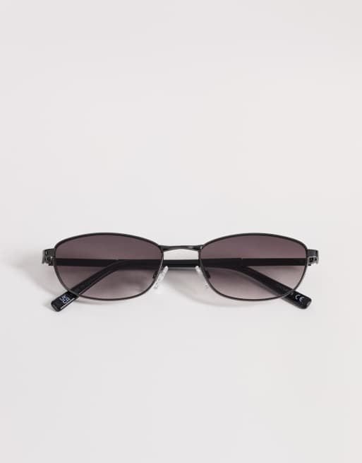 ASOS DESIGN - Occhiali da sole rettangolari grigi con stanghette in metallo e lenti sfumate, 3 di 3