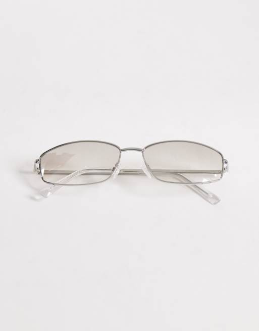 ASOS DESIGN - Occhiali da sole rettangolari in metallo argentato con lenti sfumate, 3 di 3