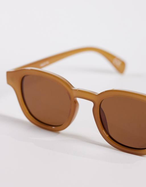 ASOS DESIGN - Occhiali da sole rotondi con montatura color ambra e lenti marroni, 2 di 3