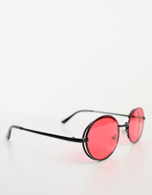 Occhiali da sole retrò punk, rotondi, alla moda, UV400 (argento trasparente