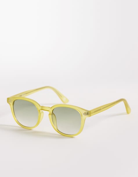 ASOS DESIGN - Occhiali da sole rotondi premium verde ghiaccio con lenti verdi - view 1