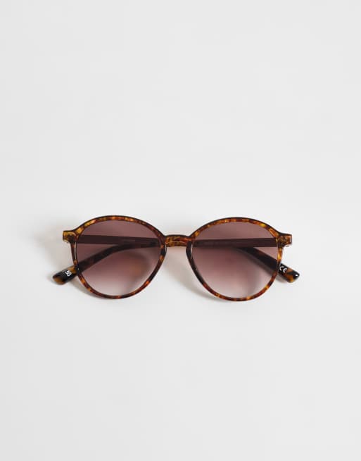 ASOS DESIGN - Occhiali da sole rotondi tartarugati con aste in metallo color oro, 2 di 3