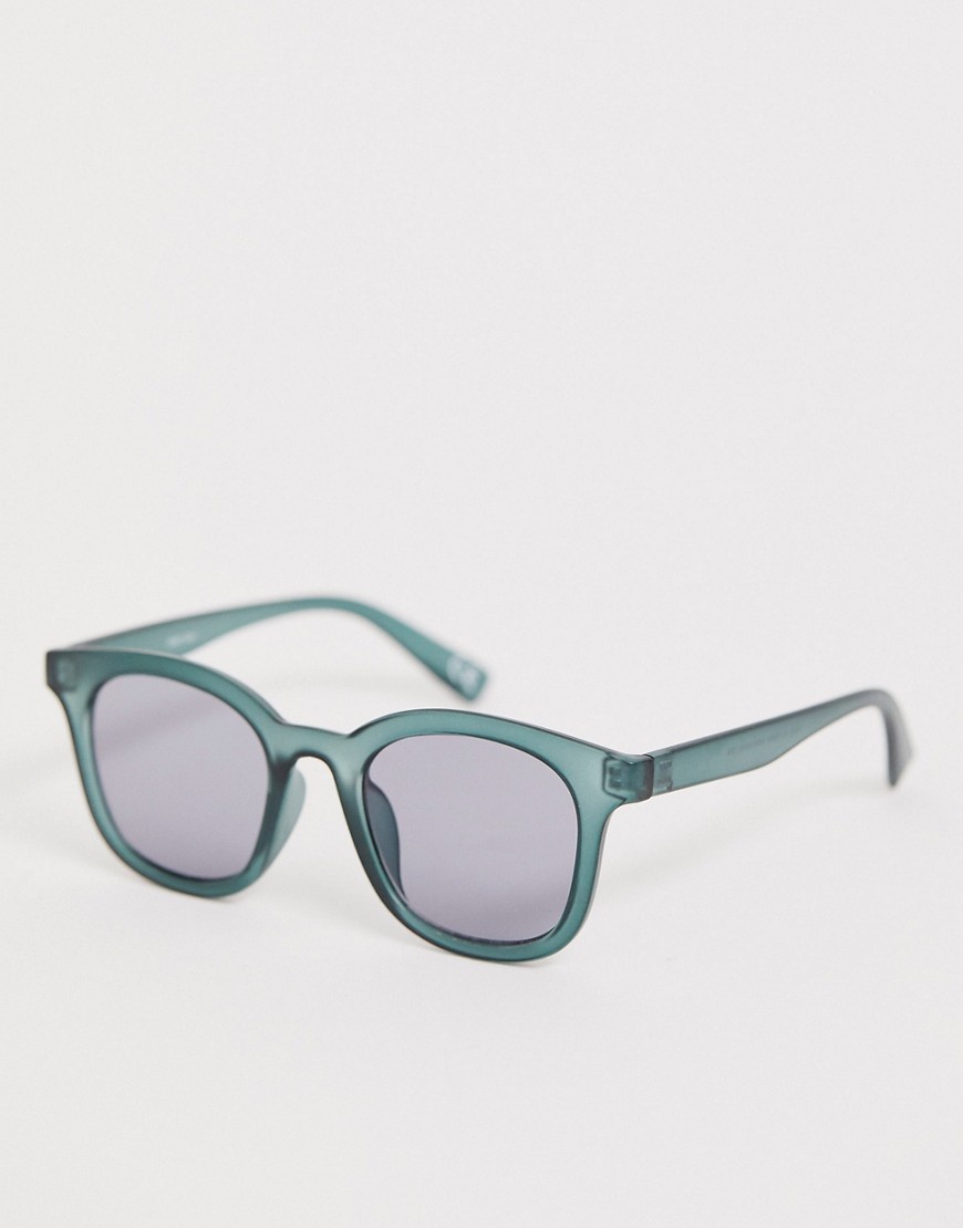ASOS DESIGN - Occhiali da sole squadrati da festival in plastica opaca verde-azzurro con lenti sfumate