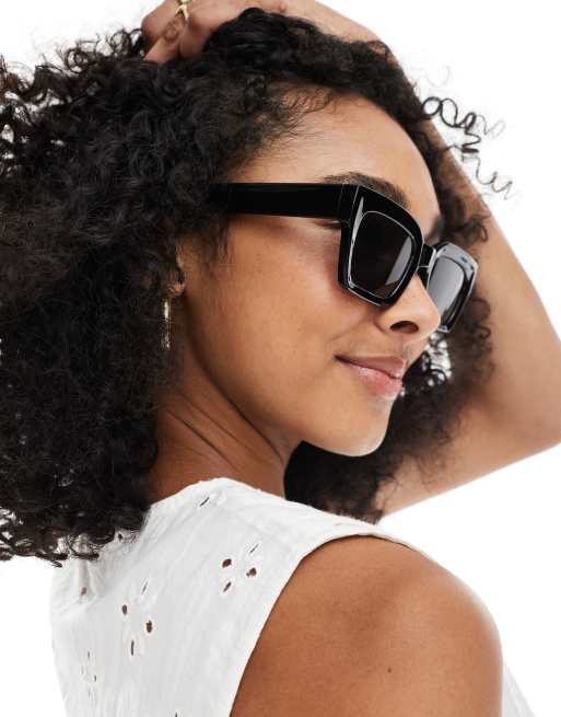 ASOS DESIGN - Occhiali da sole squadrati e smussati neri, 2 di 3
