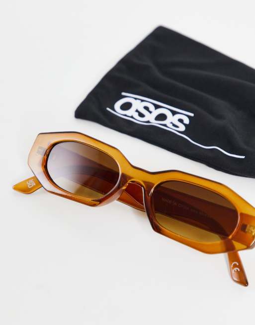 ASOS DESIGN - Occhiali da sole squadrati marroni con lenti colorate , 4 di 4