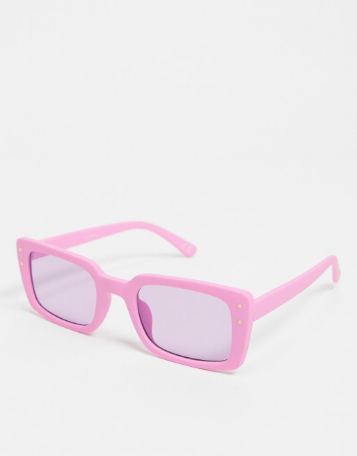 ASOS DESIGN - Occhiali da sole squadrati medi viola con borchie di metallo