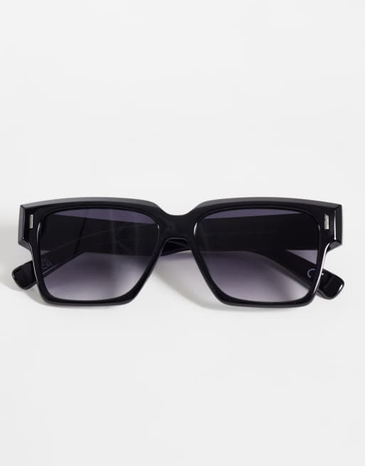 ASOS DESIGN occhiali da sole squadrati neri con lenti sfumate nere, 2 di 3
