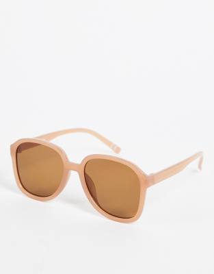 ASOS DESIGN - Occhiali da sole squadrati oversize color tortora con lenti marroni