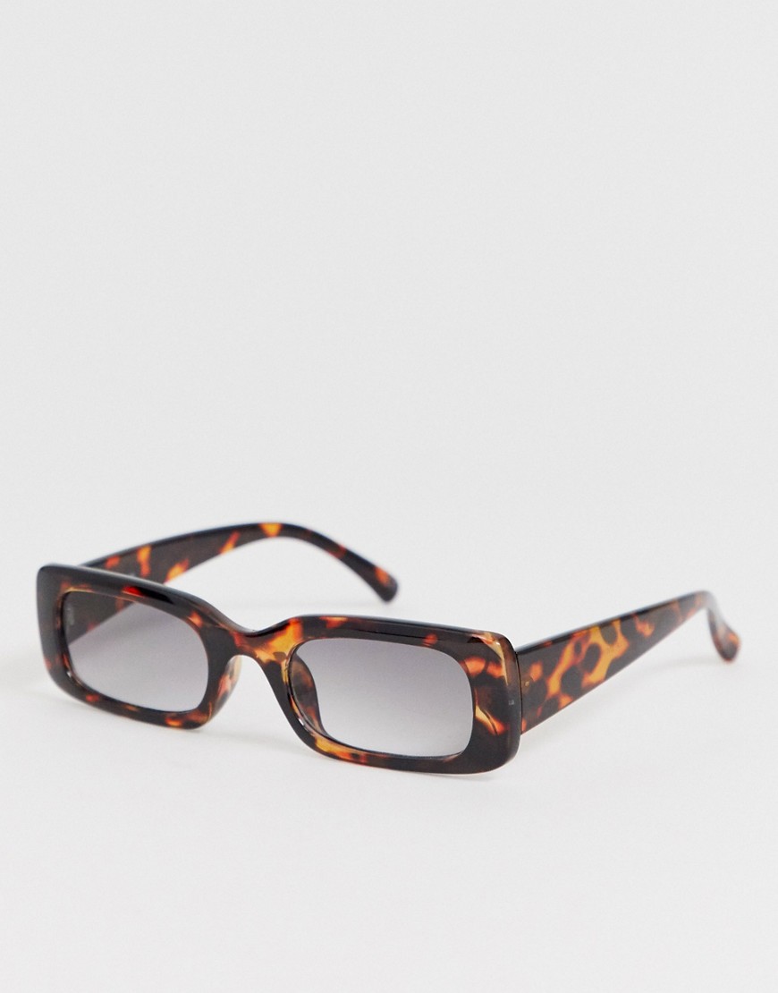 ASOS DESIGN - occhiali da sole squadrati stretti tartarugati-marrone