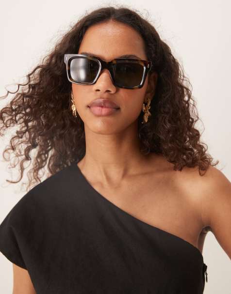 ASOS DESIGN - Occhiali da sole squadrati tartarugati con montatura spessa - view 1