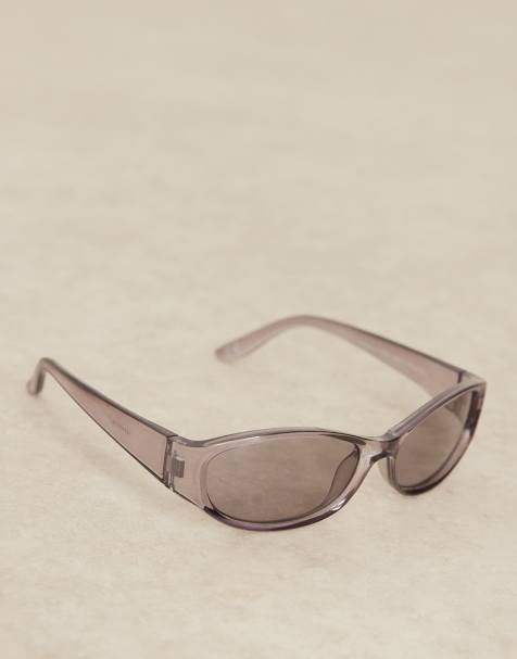 ASOS DESIGN - Occhiali da sole stile racer da festival grigi trasparenti con lenti fumé - view 1